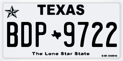 TX license plate BDP9722