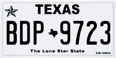 TX license plate BDP9723