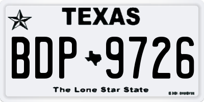 TX license plate BDP9726