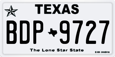 TX license plate BDP9727
