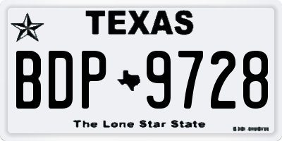TX license plate BDP9728