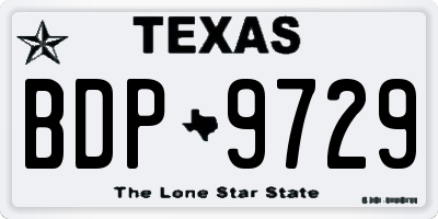 TX license plate BDP9729