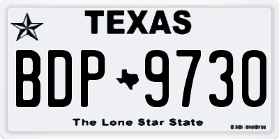 TX license plate BDP9730