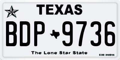 TX license plate BDP9736