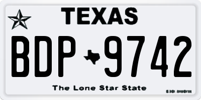 TX license plate BDP9742