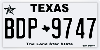 TX license plate BDP9747
