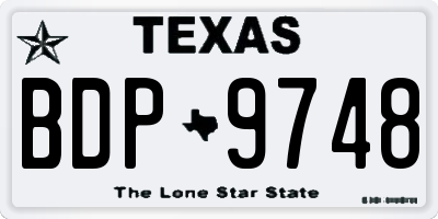 TX license plate BDP9748