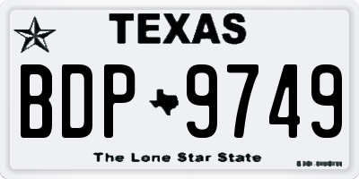 TX license plate BDP9749