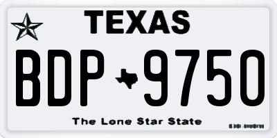 TX license plate BDP9750