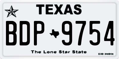 TX license plate BDP9754