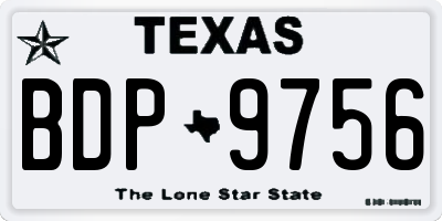 TX license plate BDP9756