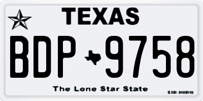 TX license plate BDP9758