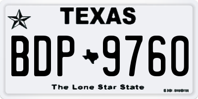 TX license plate BDP9760