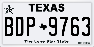 TX license plate BDP9763