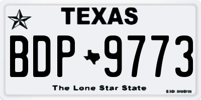 TX license plate BDP9773