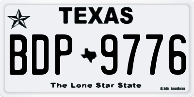 TX license plate BDP9776