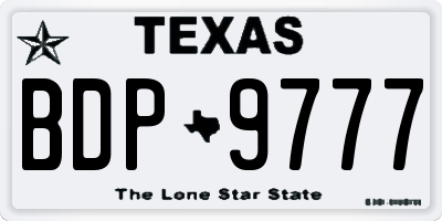 TX license plate BDP9777
