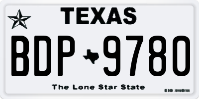 TX license plate BDP9780