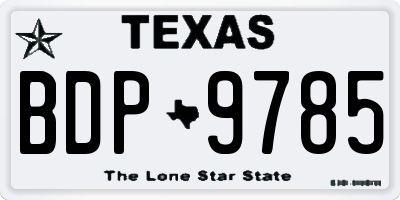 TX license plate BDP9785