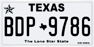 TX license plate BDP9786