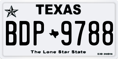 TX license plate BDP9788