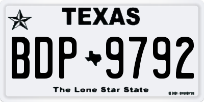 TX license plate BDP9792