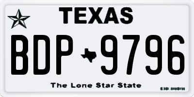 TX license plate BDP9796