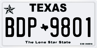 TX license plate BDP9801