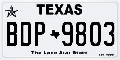 TX license plate BDP9803