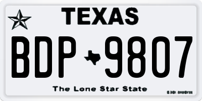 TX license plate BDP9807