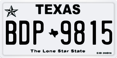 TX license plate BDP9815