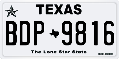 TX license plate BDP9816