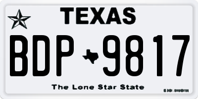TX license plate BDP9817