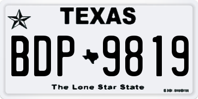 TX license plate BDP9819