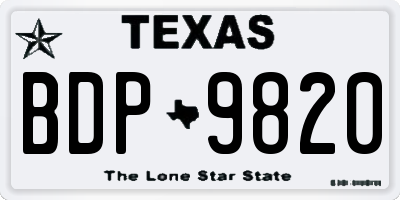 TX license plate BDP9820