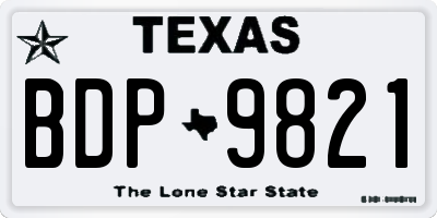 TX license plate BDP9821