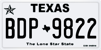 TX license plate BDP9822