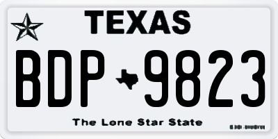 TX license plate BDP9823