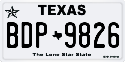TX license plate BDP9826