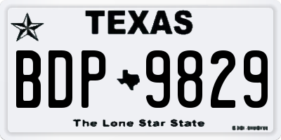 TX license plate BDP9829
