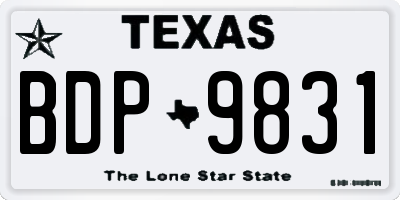 TX license plate BDP9831