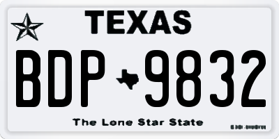 TX license plate BDP9832