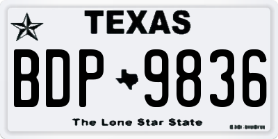 TX license plate BDP9836