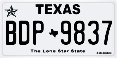 TX license plate BDP9837