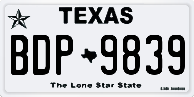 TX license plate BDP9839