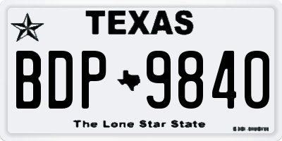 TX license plate BDP9840