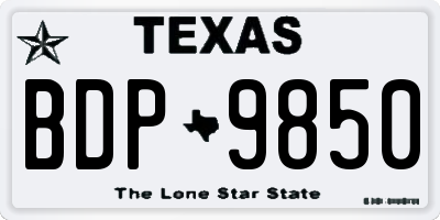 TX license plate BDP9850