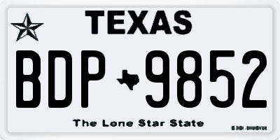 TX license plate BDP9852