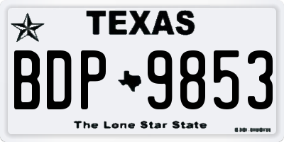 TX license plate BDP9853