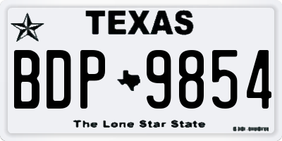 TX license plate BDP9854